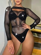 Dazzling Black Long-Sleeve Bodystocking