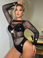 Dazzling Black Long-Sleeve Bodystocking